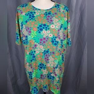 NWT Lularoe Irma, multicolored flowers on a green base, size XS